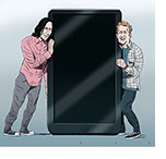 Spoof of the film Bill & Ted Face the Music with the leads, Keanu Reeves and Alex Winter, trying to listen in on a turned-off smart phone which replaces the iconinc telephone booth from the earlier movies in the series.
