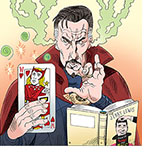 Spoof of the film Doctor Strange in the Multiverse of Madness with the title sorceror trying to make a Scarlet Witch of Hearts playing card disappear with instruciton from The Jerry Lewise Book of Tricks and Magic.