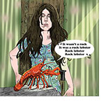 Spoof of the film Where the Crawdads Sing with the main character Kya Clark (Daisy Edgar-Jones) leaning against a tree watching a crawfish holding a top hat in front of a microphone singing the song Rock Lobster.