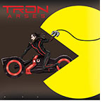 Cartoon spoof of the sci-fi film Tron: Ares retitles Tron: Arses showing the title character played by Jared Leto speeding away on a motorcycle about to be swallowed up by a giant yellow Pac-Man as he reaches back and tries to control it with an outdated Atari remote control.