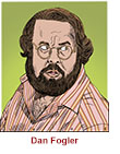 Caricature of Dan Fogler as Francis Ford Coppola in The Offer.