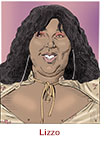 Caricature of Lizzo in Lizzo’s Watch Out for the Big Grrrls.