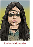 Caricature of Amber Midthunder as Naru in Prey.