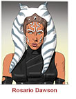 Caricature of Rosario Dawson as the title character in the Disney+ Star Wars TV series Ahsoka by Martin Kozlowski.