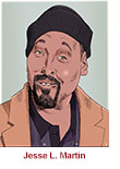 Caricature of Jesse L. Martin as Alec Mercer in the NBC crime series The Irrational.
