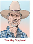 Caricature of Timothy Olyphant as lawman Marshal Raylan Givens in Justified: City Primeval. 