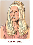 Caricature of Kristen Wiig as Maxine Simmons in the Apple TV+ comedy Palm Royale.