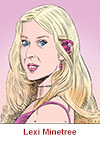 Caricature of  Lexi Minetree as Elle Woods in the Amazon Prime comedy series Elle.