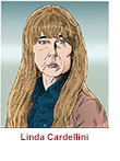 Caricature of Linda Cardellini as Carol Smernitch in the dark comedic miniseries DTF St. Louis on HBO.