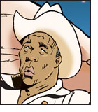 Candidate Herschel Walker in a cowboy hat from the spoof poster Blazing Ballots.. 